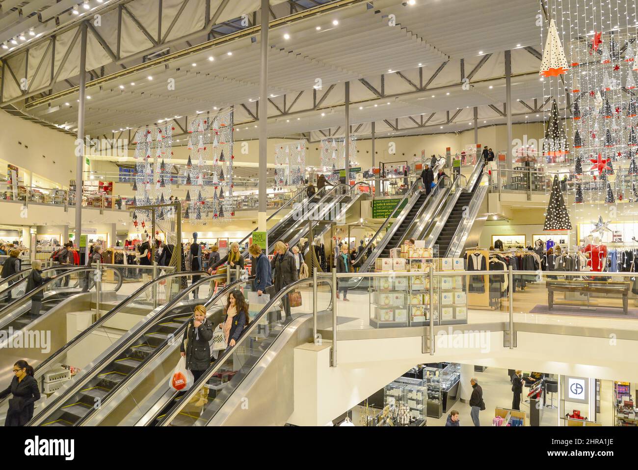 Interior of John Lewis Department Store at Christmas, Wood Street
