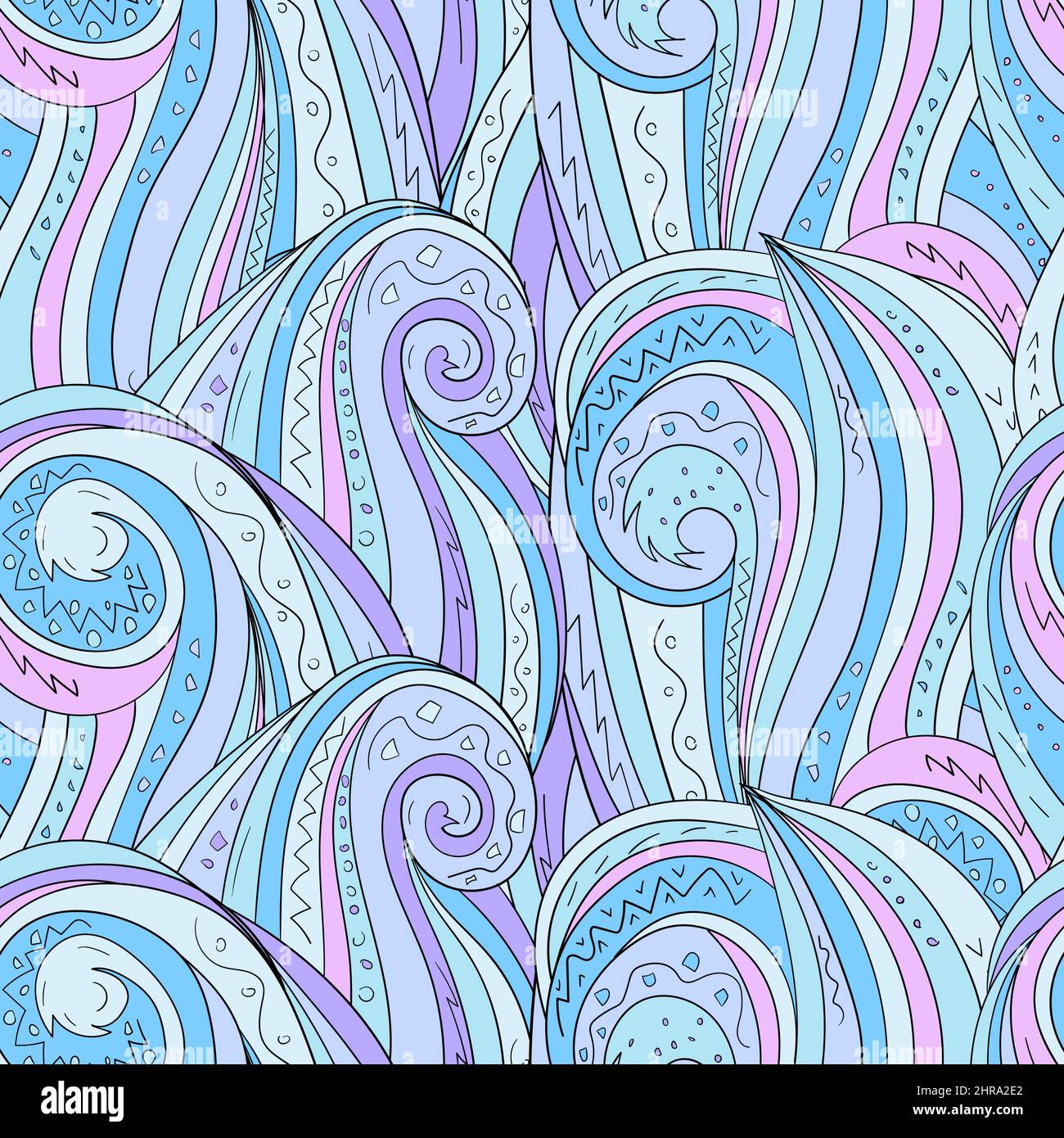 Seamless background with abstract waves. Freehand illustration Stock ...