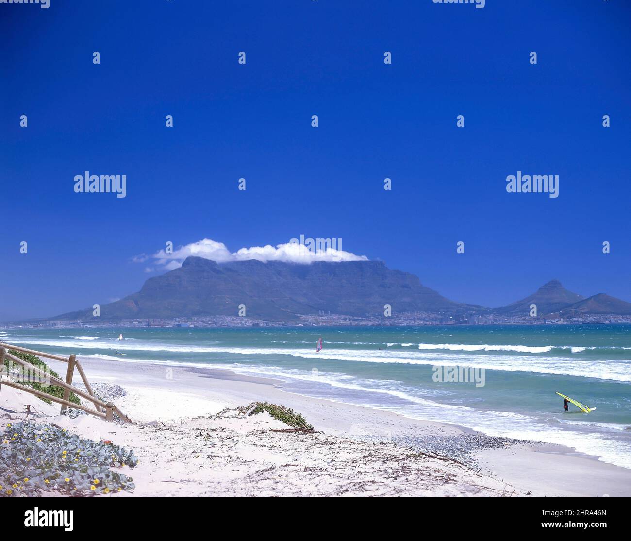 Table Mountain and Cape Town seen from Bloubergstrand, Cape Town, Western Cape, Republic of South Africa Stock Photo