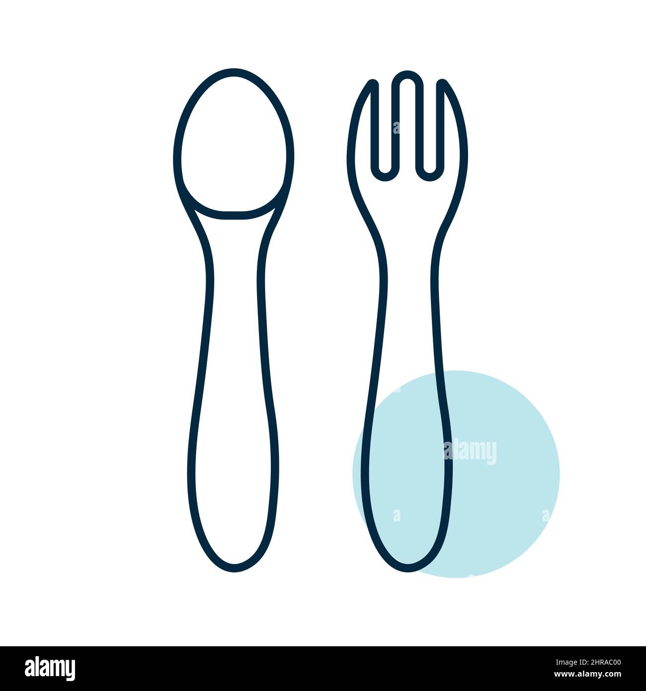 Spoon and fork for baby isolated vector icon. Graph symbol for children ...