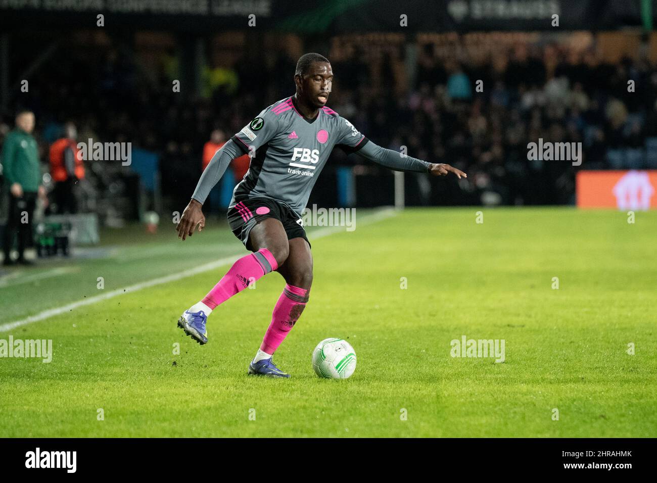 Randers, Denmark. 24th, February 2022. Boubakary Soumare (42) of Leicester City seen during the UEFA Europa Conference League match between Randers FC and Leicester City at Cepheus Park in Randers. (Photo credit: Gonzales Photo - Balazs Popal). Stock Photo