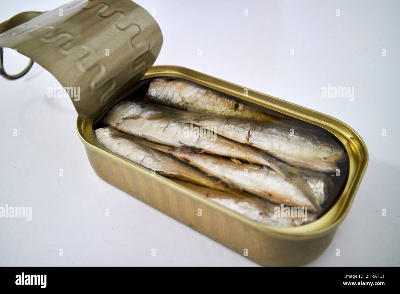 opened tin of sardines Lanzarote, Canary Islands, Spain Stock Photo