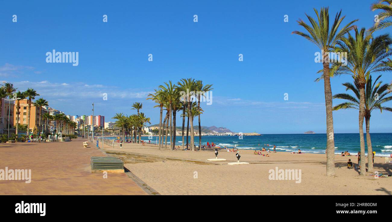 view-of-playa-de-villajoyosa-alicante-spain-with-palms-and-people