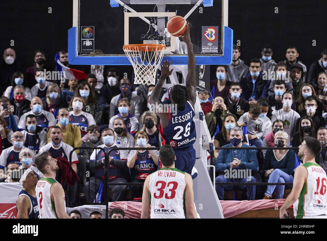 Dijon, France. 24th Feb, 2022. Mathias LESSORT (26) of France during the FIBA World Cup 2023