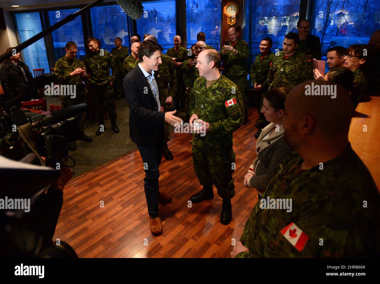 Prime Minister Justin Trudeau takes part in a meet and greet with ...