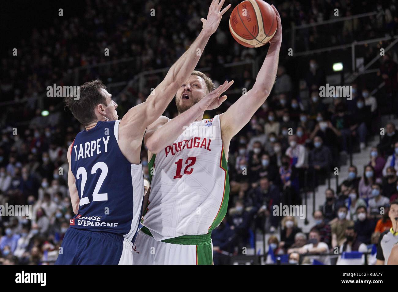 Dijon, France. 24th Feb, 2022. Joao GUERREIRO (12) of Portugal during the FIBA World Cup 2023