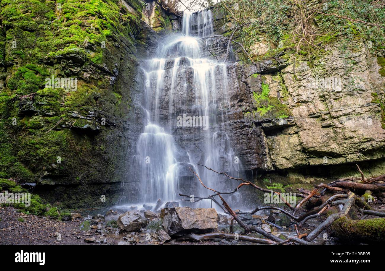 Waterfall Swallet in Bretton, Peak District National Park, England Stock Photo
