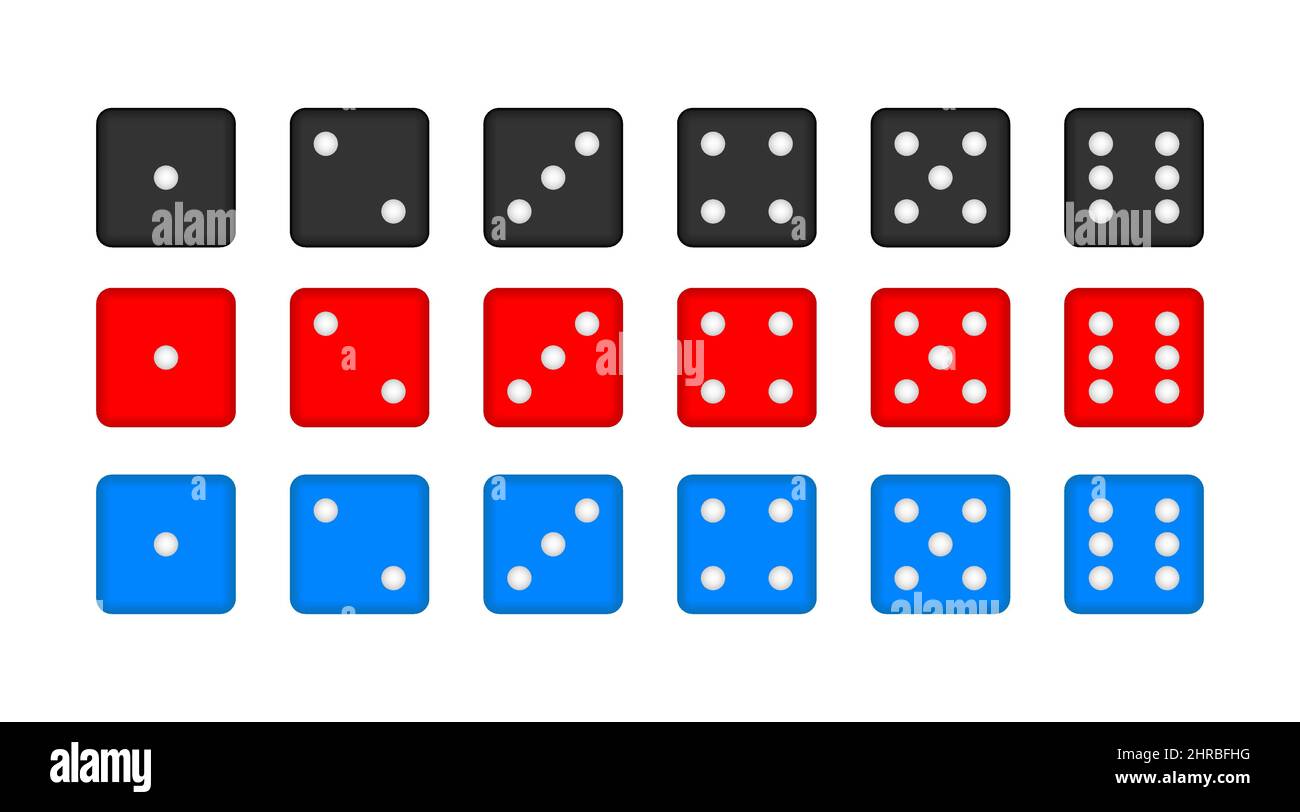 Dice collection. Game dice, cubes. Casino and betting. Vector stock