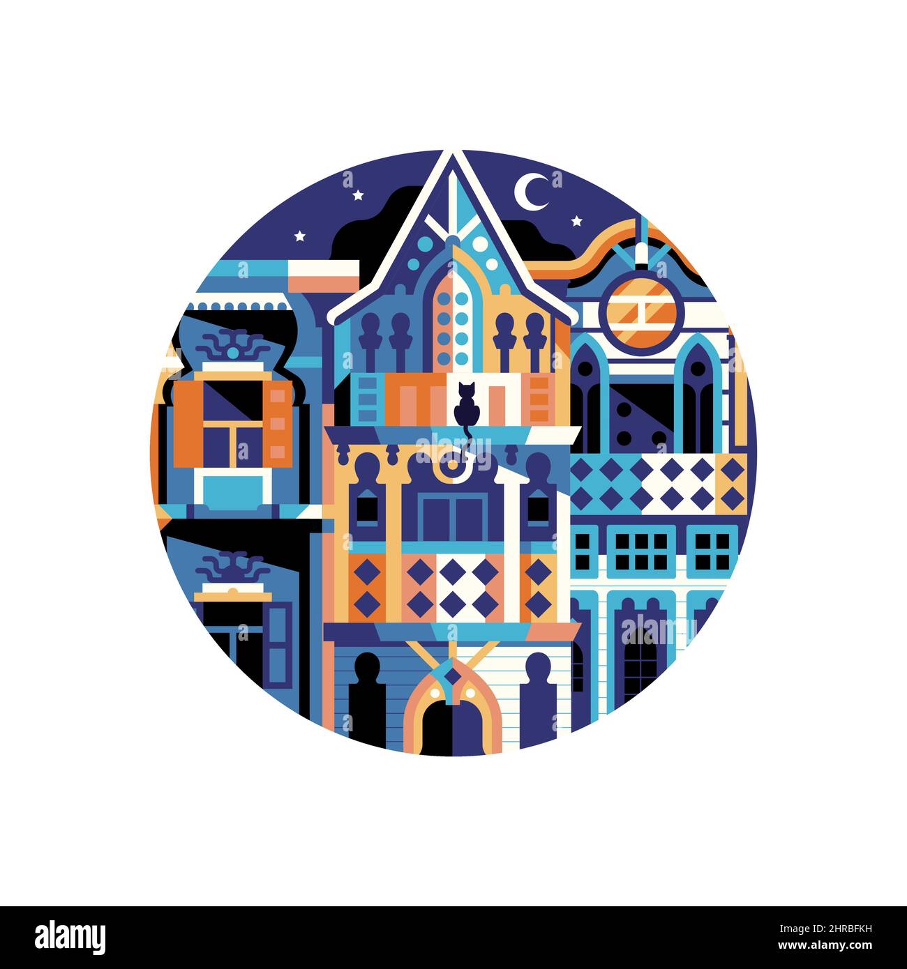 Travel Istanbul Icon with Ottoman Wooden House Stock Vector