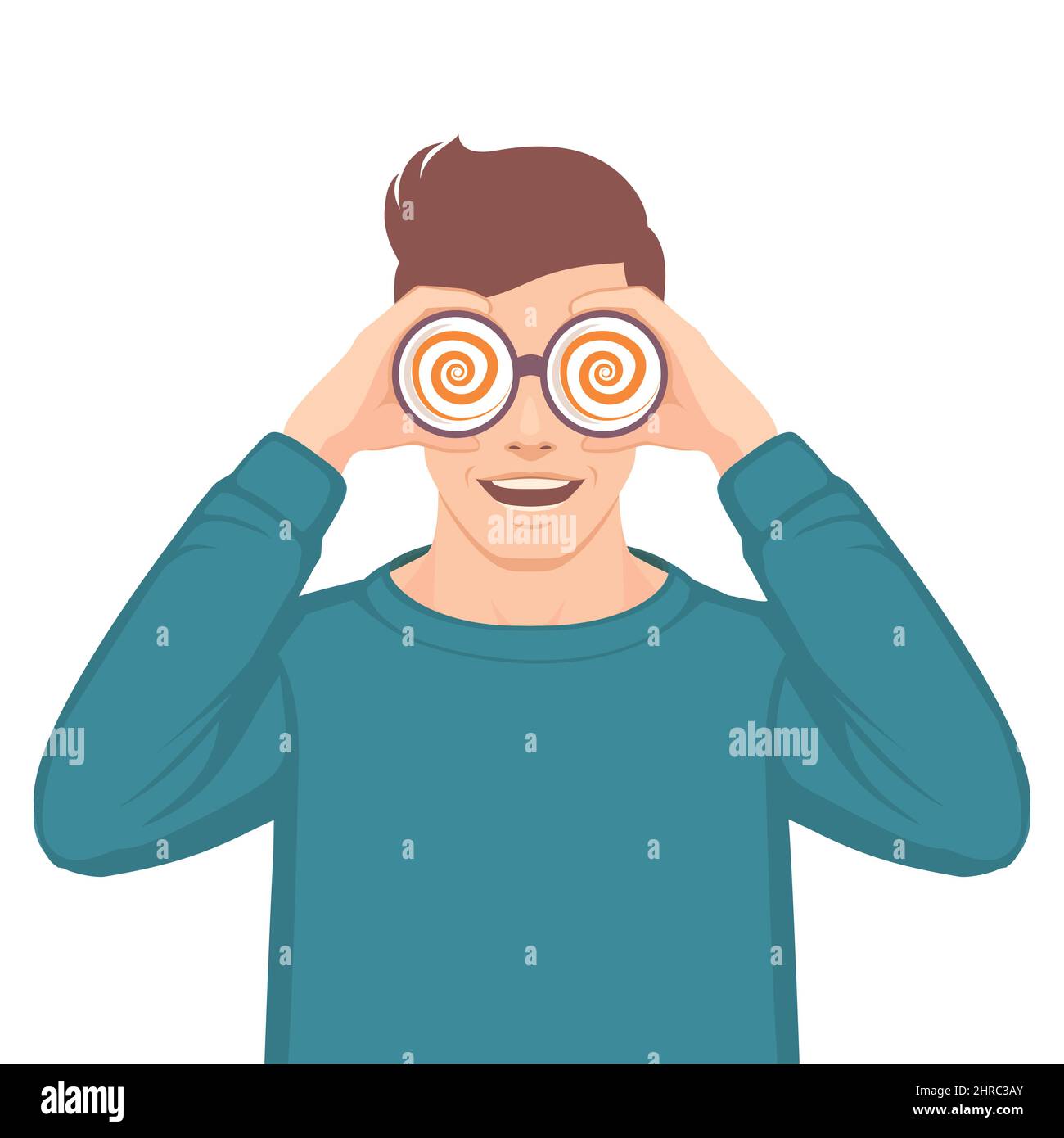 binocular with hypnotizing spirals, hypnosis vector illustration Stock Vector