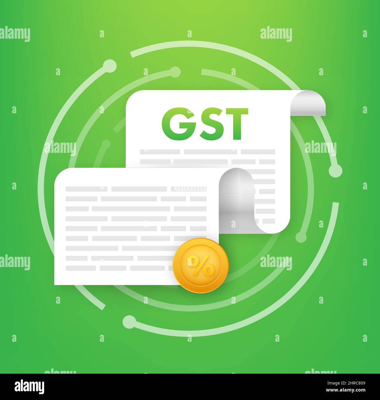 Good and Services Tax GST , indirect tax on the supply. Vector stock illustration. Stock Vector