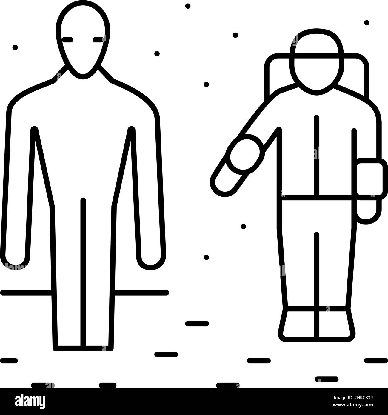 alien and astronaut line icon vector illustration Stock Vector Image ...