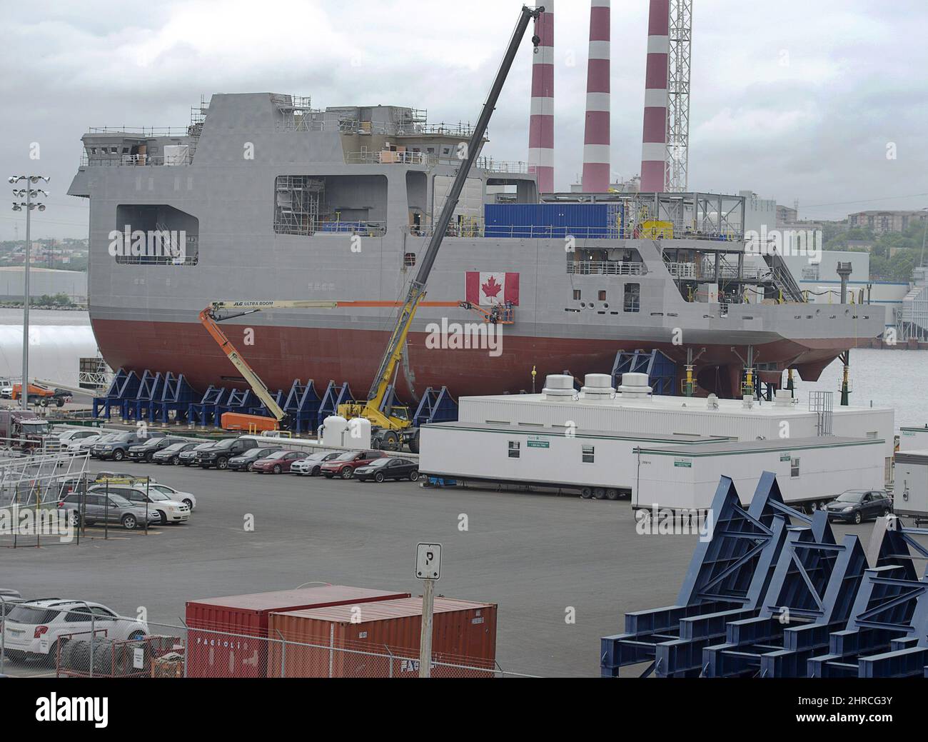 Two of the three mega-blocks of the future Canadian naval shipÃ‚Â HMCSÃ ...