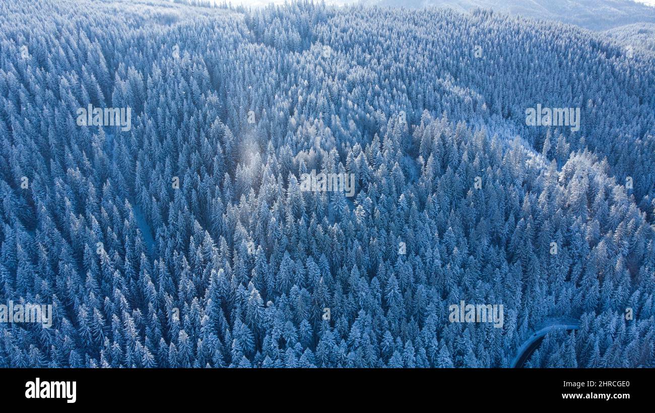 Drone shot snowy mountain hi-res stock photography and images - Alamy