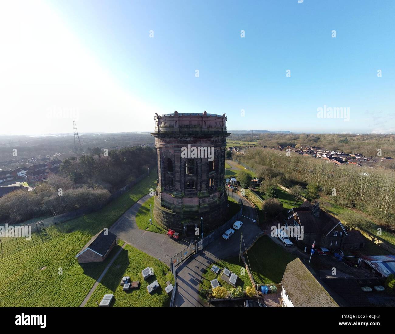 Aerial view of Norton Water Tower in Runcorn, England Stock Photo - Alamy