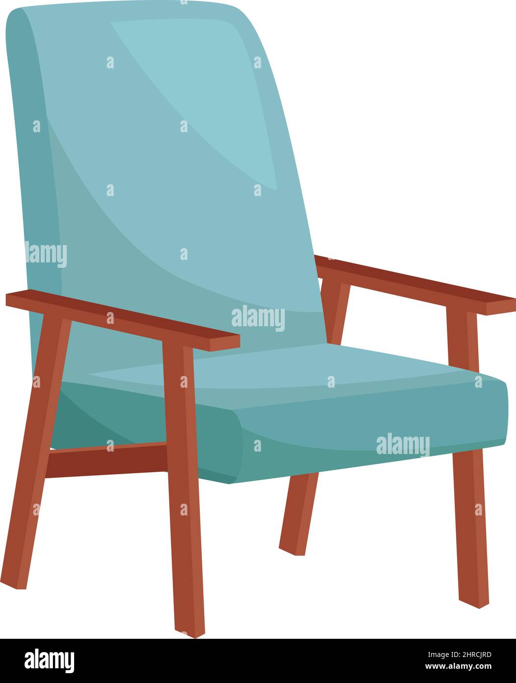 Comfortable blue armchair on white background, vector illustration