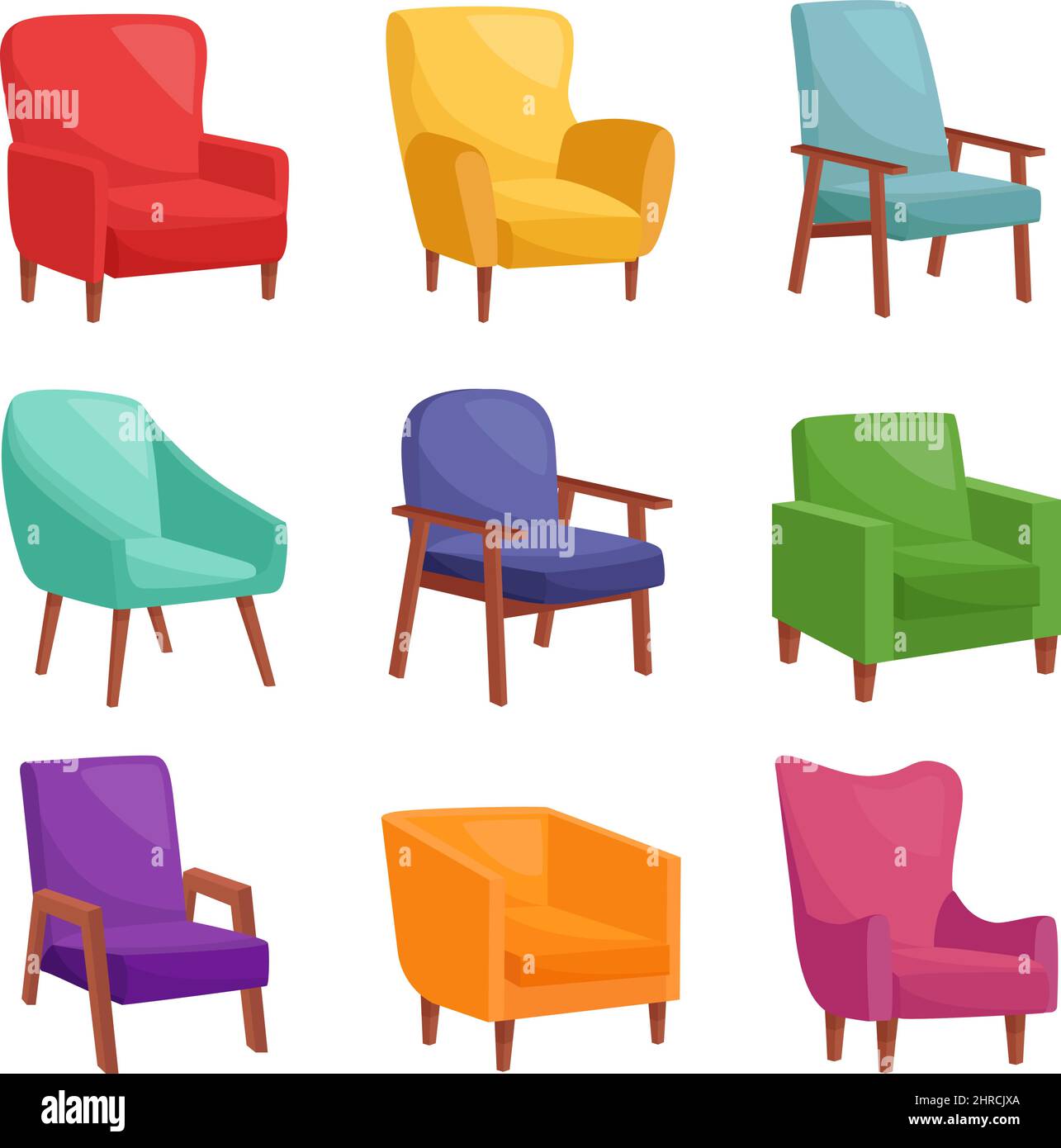 Set of comfortable armchairs, vector illustration Stock Vector