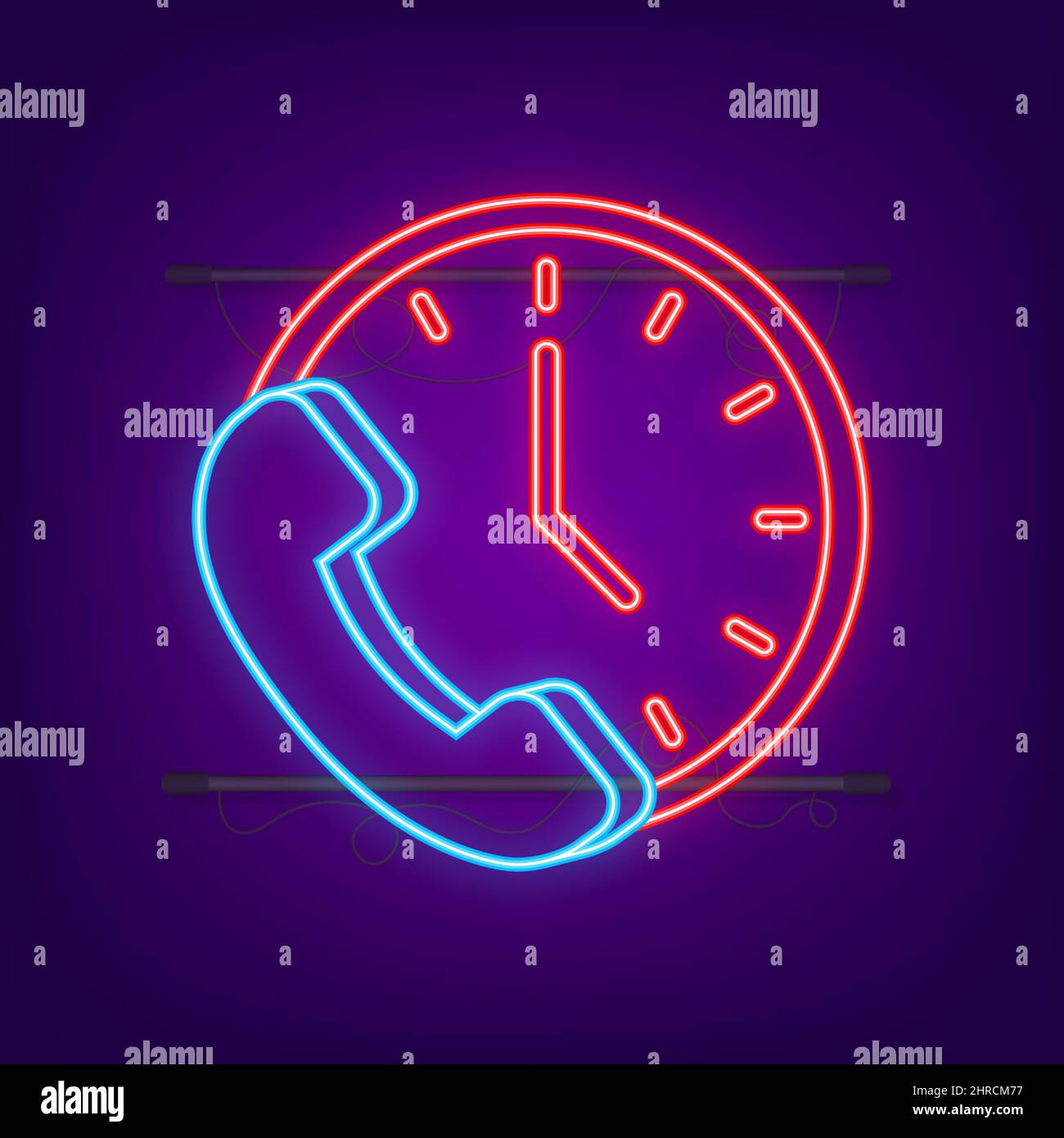 Call duration neon icon, Call Waiting, time. Vector stock illustration ...