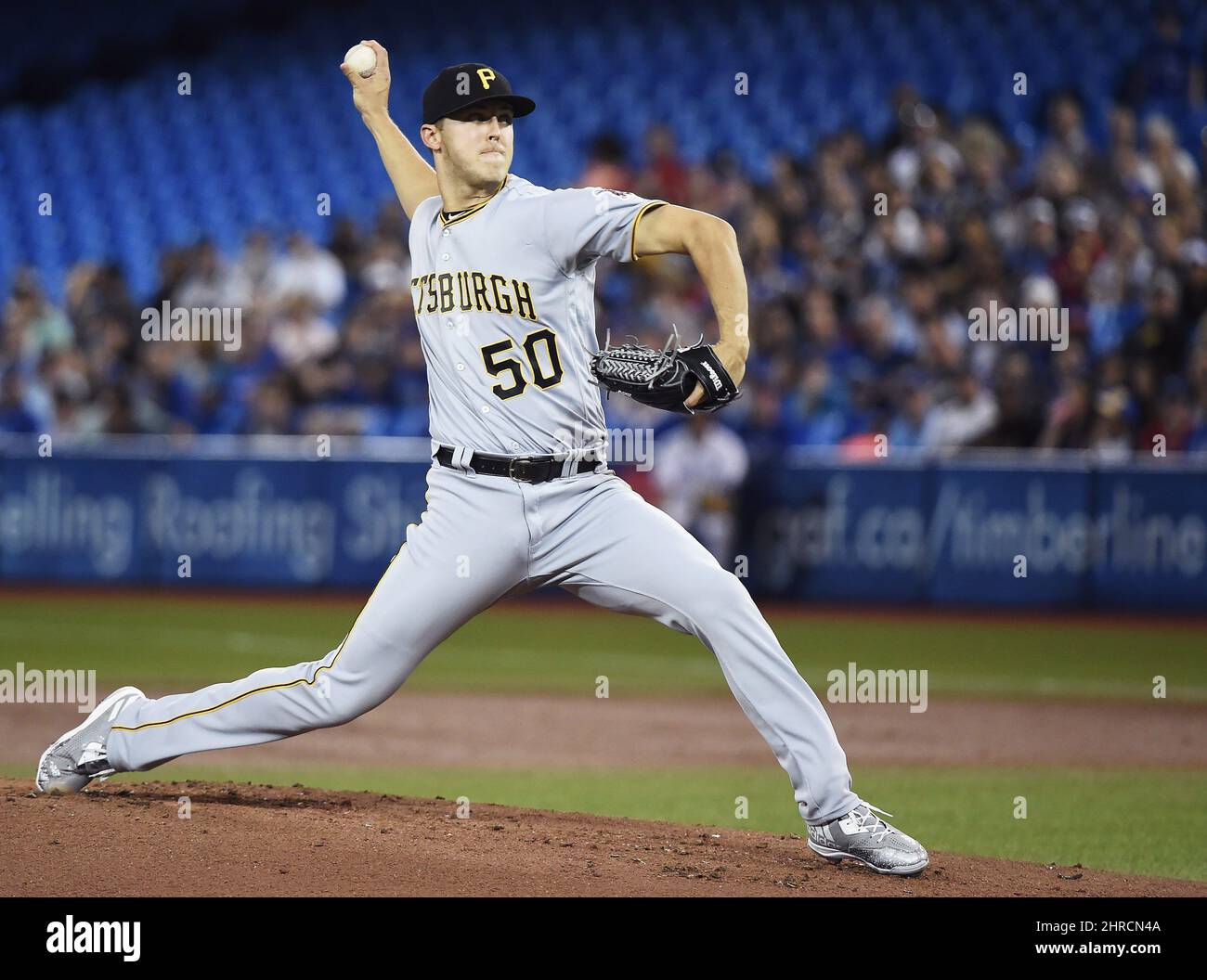 Pittsburgh Pirates starting pitcher Jameson Taillon (50) throws against the  Toronto Blue Jays during first inning interleague baseball action in  Toronto on Friday, August 11, 2017. THE CANADIAN PRESS/Nathan Denette Stock  Photo - Alamy
