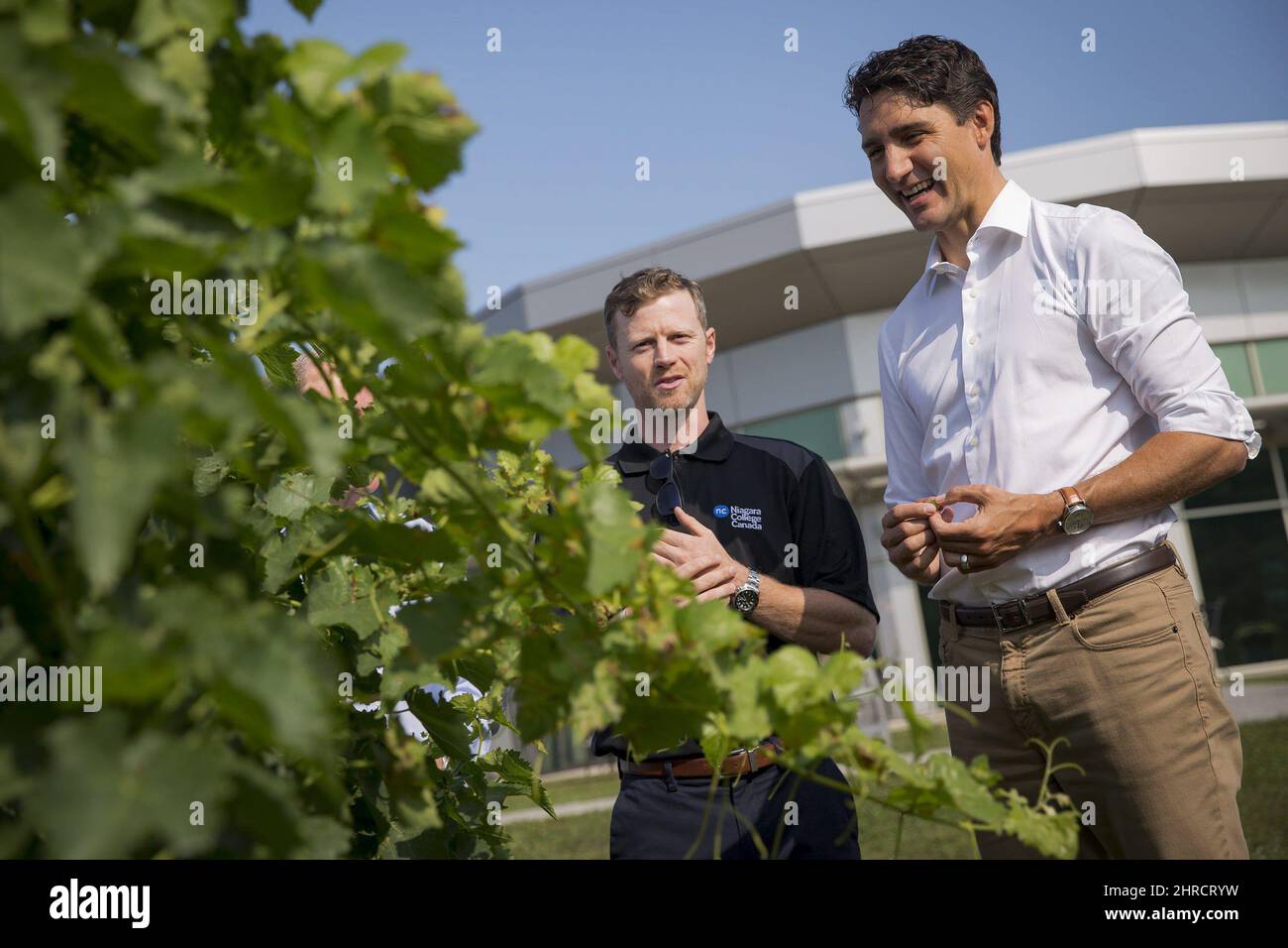 Prime Minister Justin Trudeau, right, is shown around the Niagara