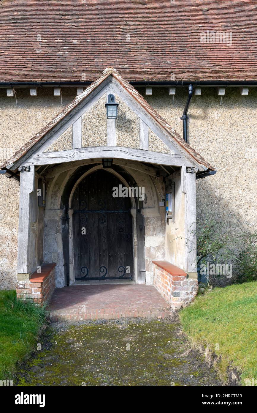 St Nicholas Church, West Worldhan, Alton, Hampshire, England, UK view of the South Doorway. Stock Photo