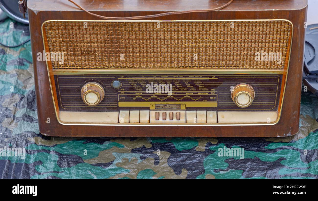 Old Analog Music Radio at Flea Market Stock Photo Alamy