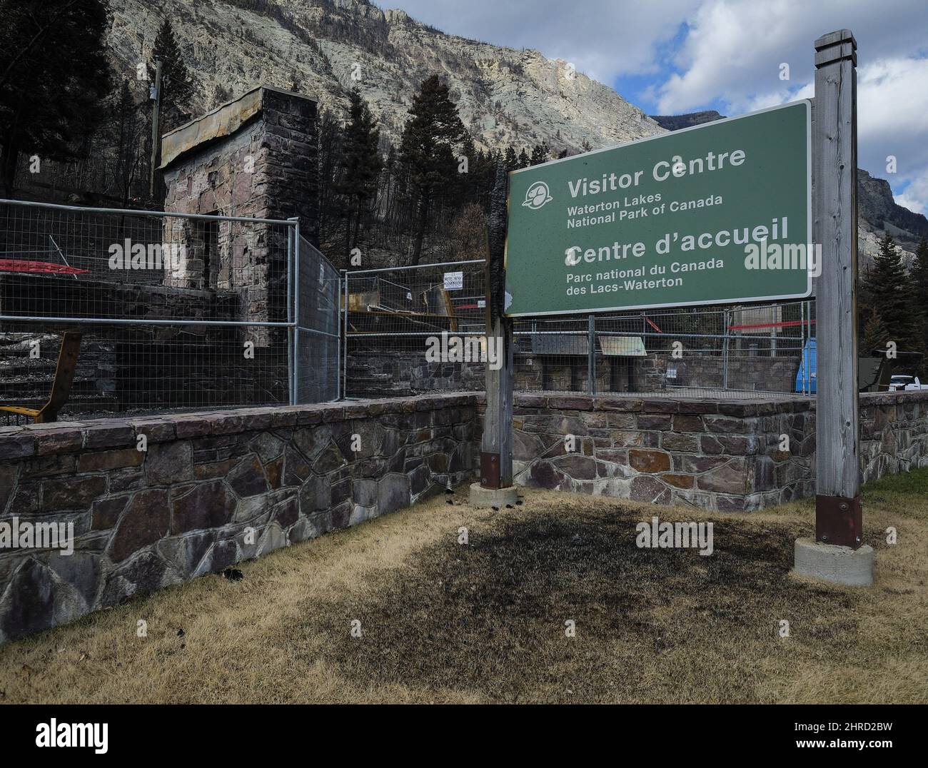 The remains of the visitor centre are shown in Waterton Lakes, Alta