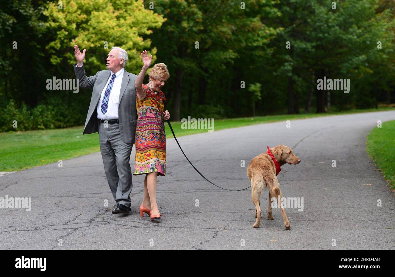 Governor General David Johnston and wife Sharon and dog Rosie leave ...