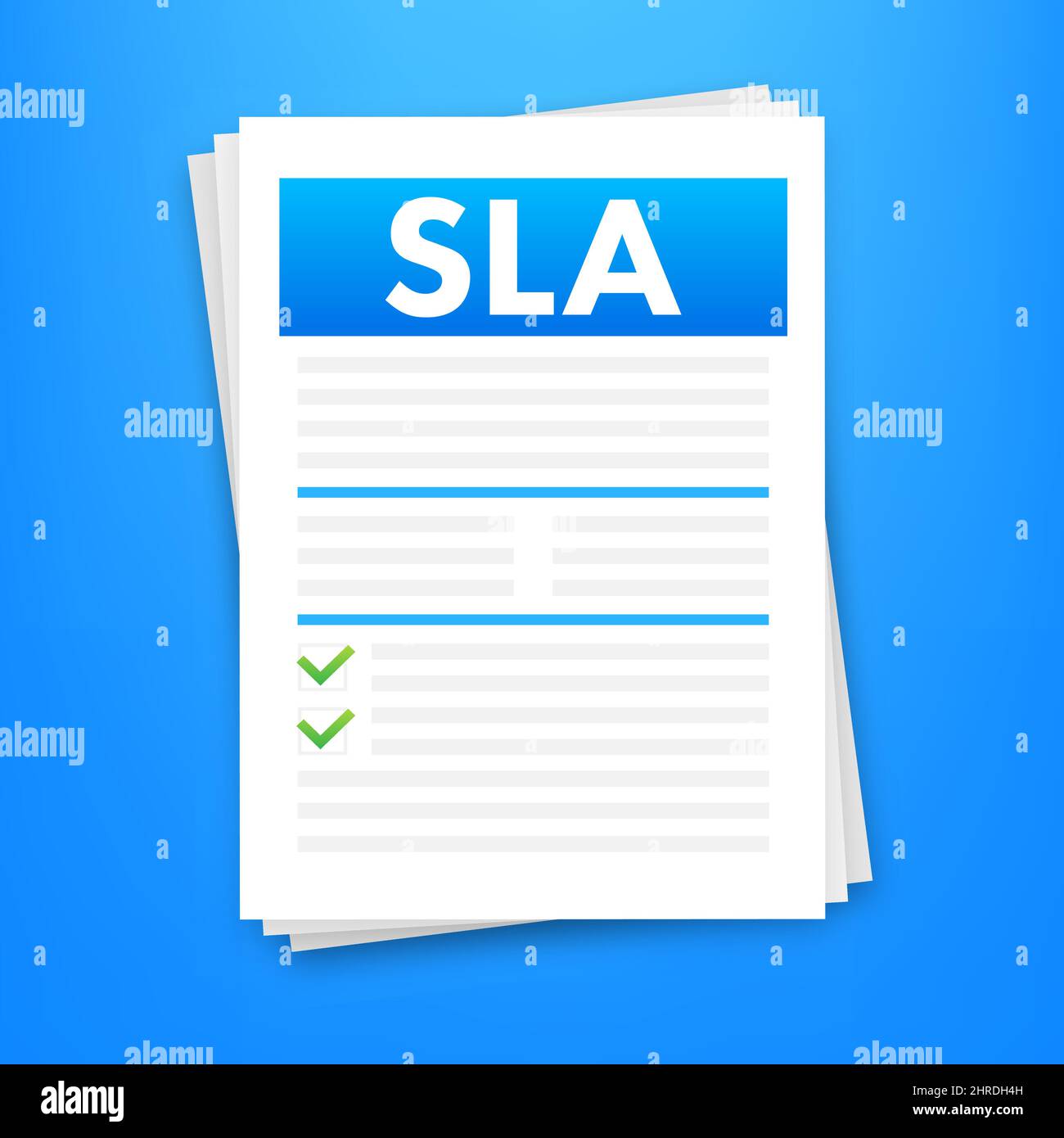 SLA - Service Level Agreement. Commitment between a service provider and a client. Vector stock illustration. Stock Vector