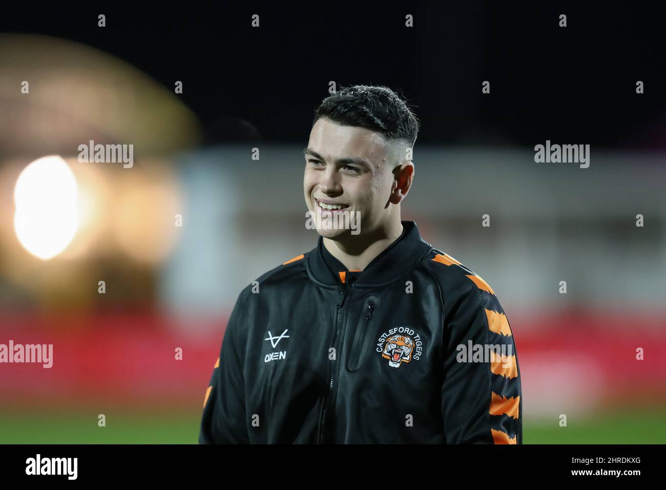 Kingston Upon Hull, UK. 25th Feb, 2022. Cain Robb #32 of Castleford Tigers arrives at Sewell Group Craven Park Stadium ahead of tonight's game in Kingston upon Hull, United Kingdom on 2/25/2022. (Photo by James Heaton/News Images/Sipa USA) Credit: Sipa USA/Alamy Live News Stock Photo