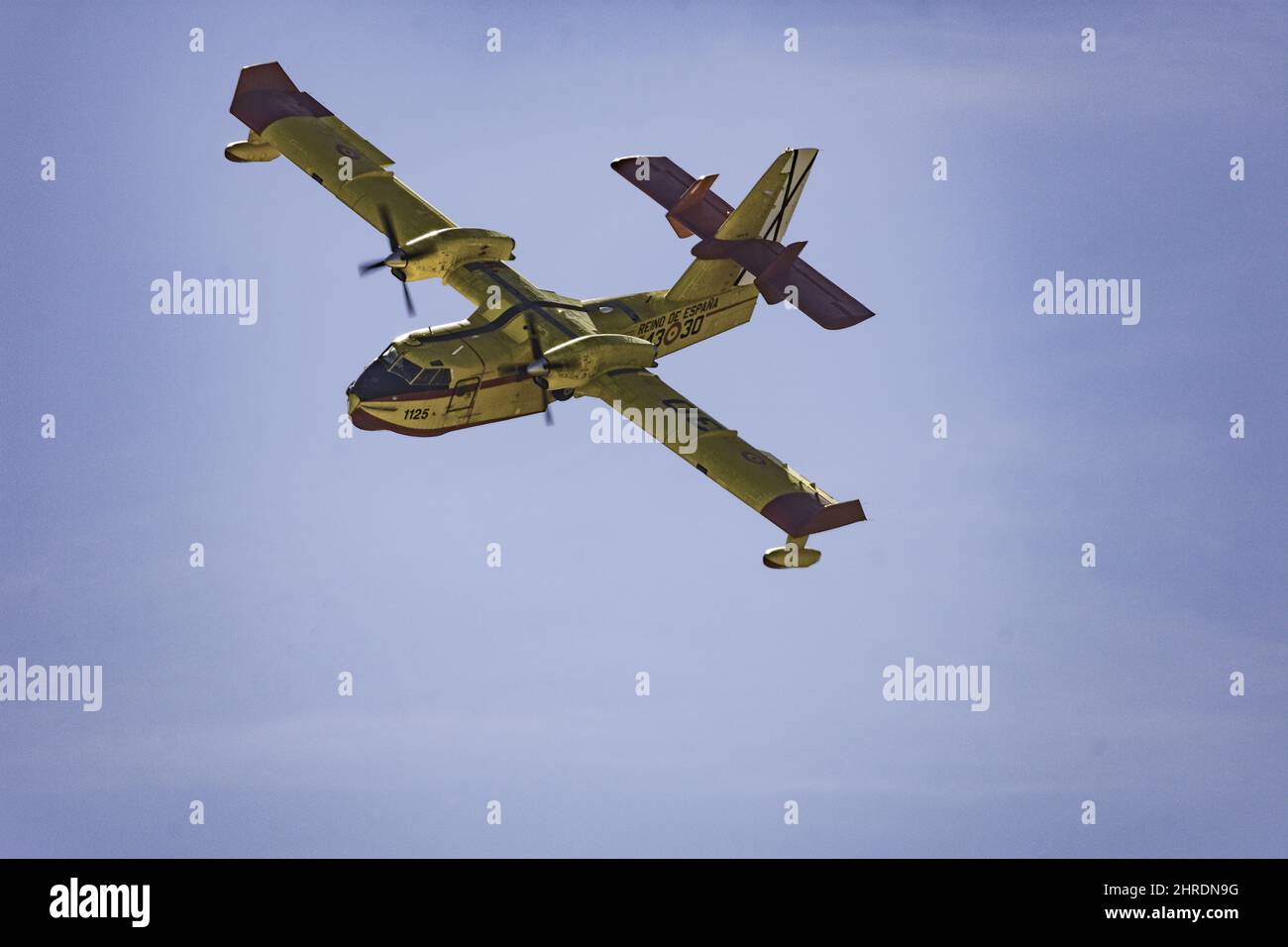 Old yellow amphibian air plane - Canadair CL-215T Stock Photo