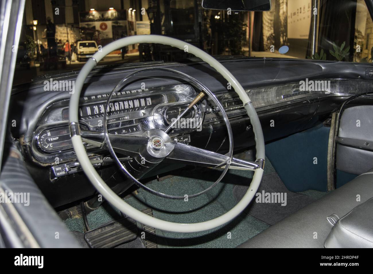 Steering wheel of Cadillac Deville classic car Stock Photo - Alamy