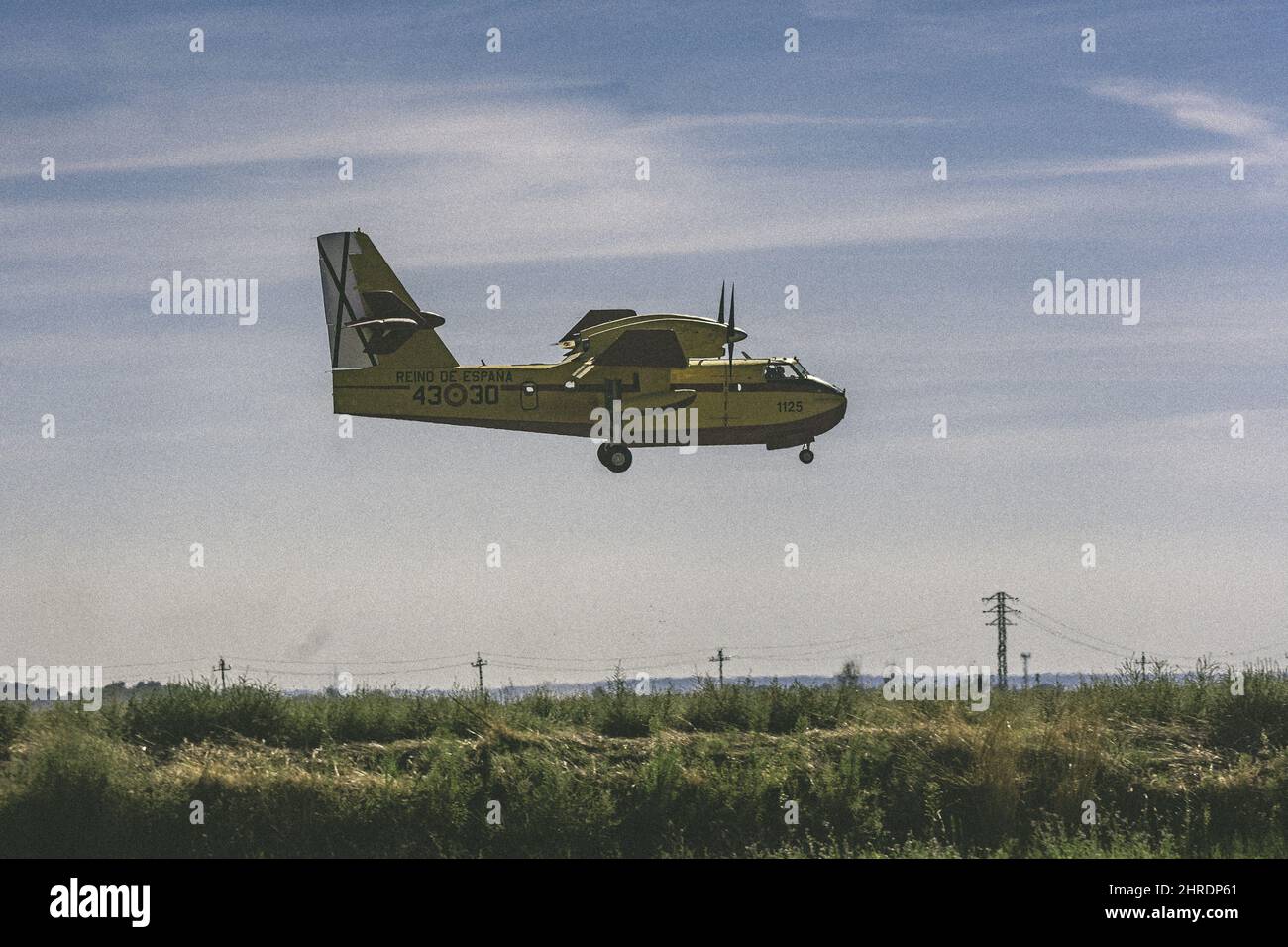 Old yellow amphibian air plane - Canadair CL-215T Stock Photo