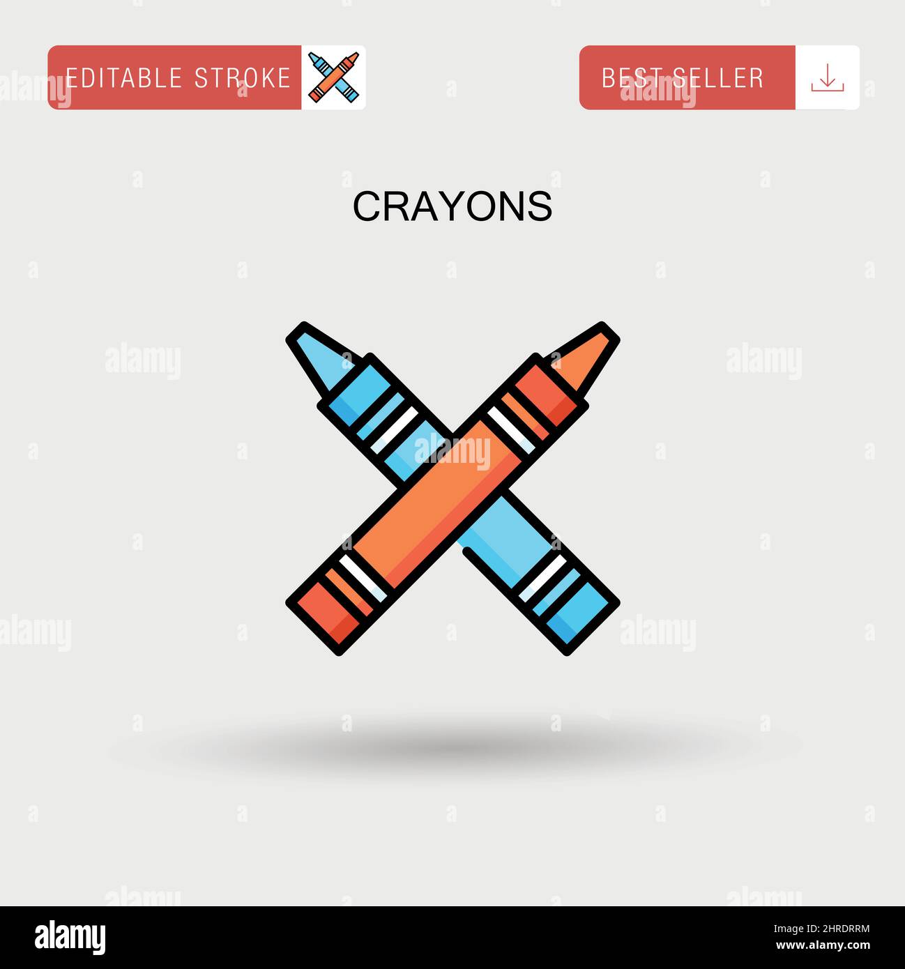 Crayons Simple vector icon. Stock Vector