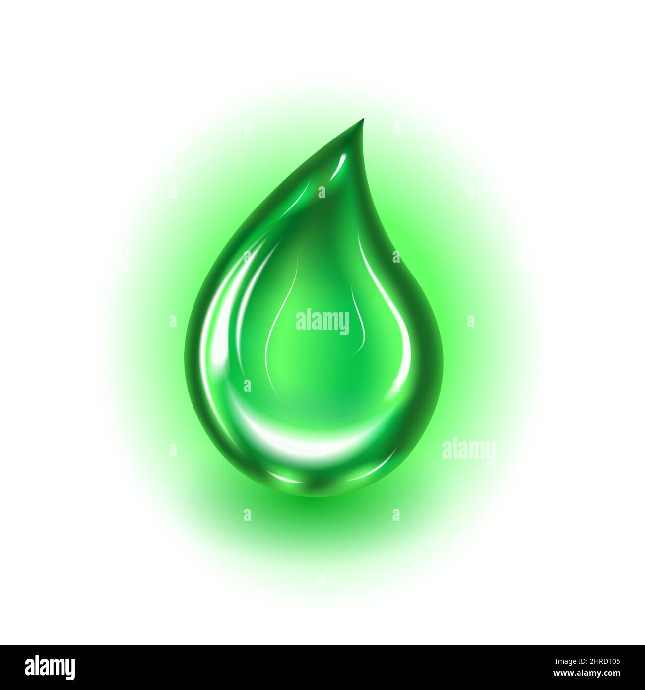 Green drop isolated on white background. Vector illustration Stock