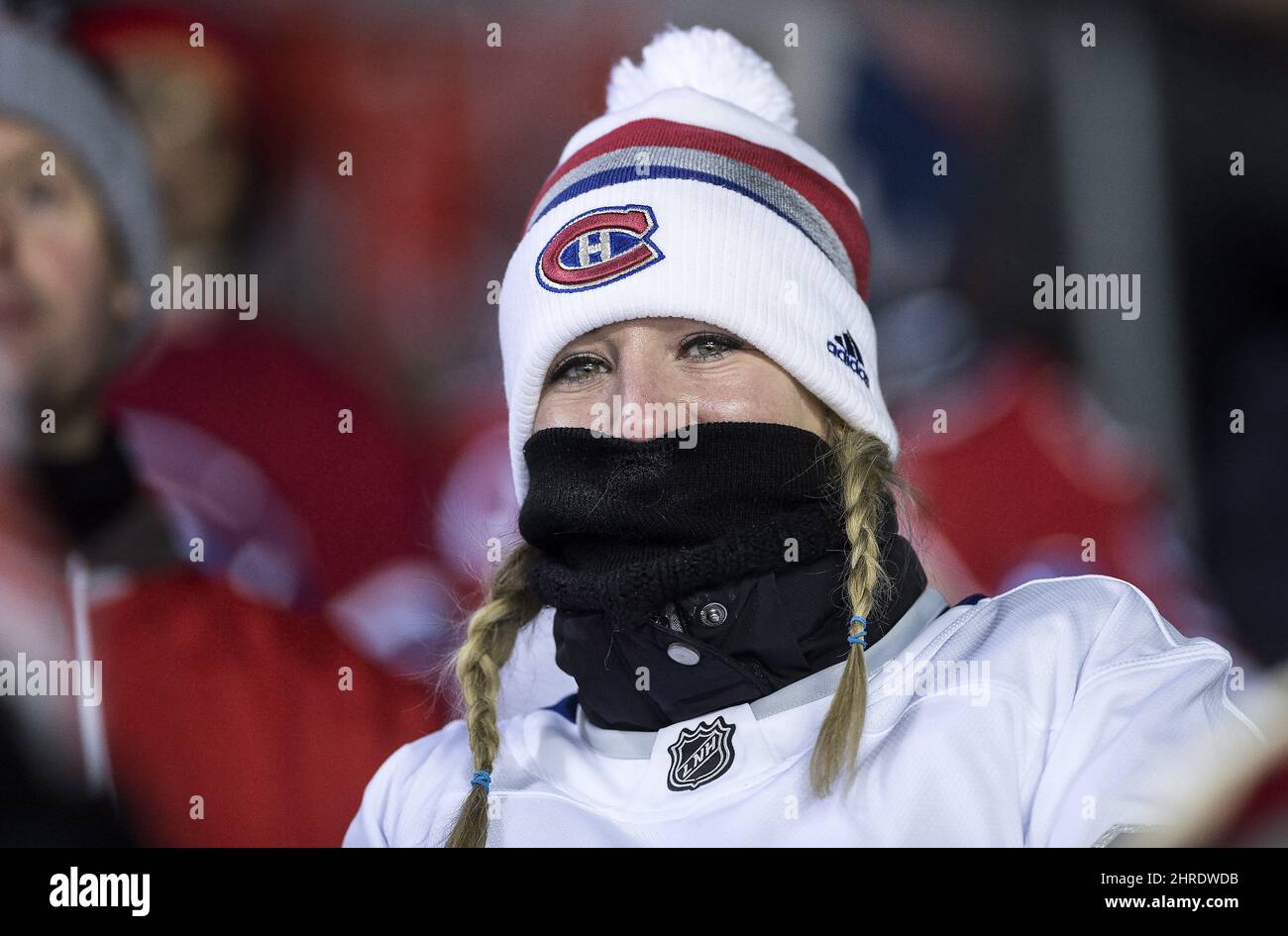 December 16, 2017: Montreal Canadiens left wing Charles Hudon (54) warms up  prior to the 2017 Scotiabank NHL100 Classic game between Montreal Canadiens  and Ottawa Senators at TD Place Stadium in Ottawa