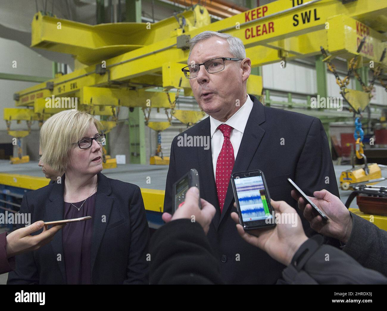 Irving Shipbuilding president Kevin McCoy, right, and Public Services