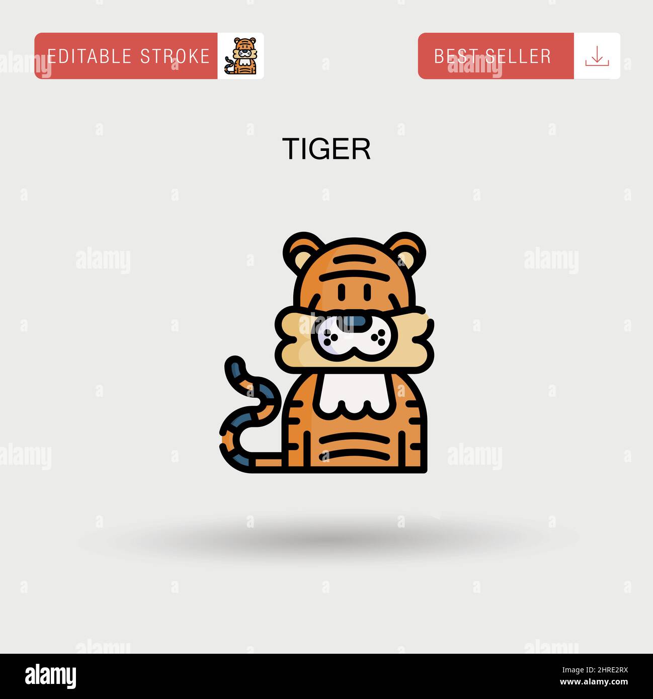 Tiger Simple vector icon. Stock Vector