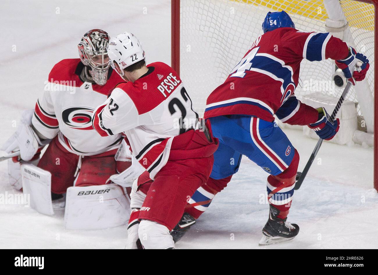 Carolina Hurricanes defenseman Brett Pesce (54) during the NHL game between  the Anaheim Ducks and the Carolina Hurricanes at the PNC Arena Stock Photo  - Alamy