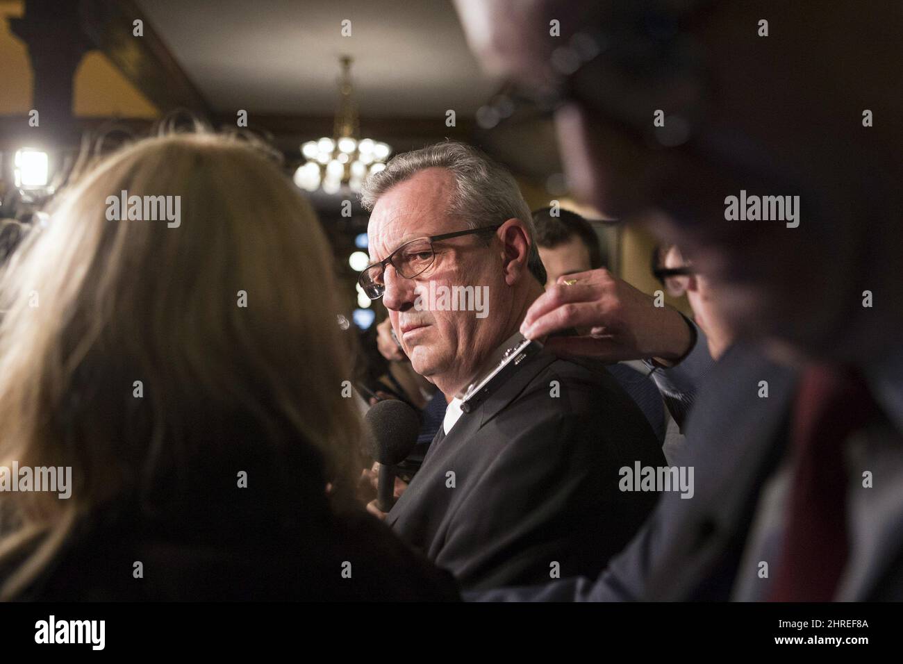 Ontario Conservative MPP Randy Hillier speaks with journalists outside ...