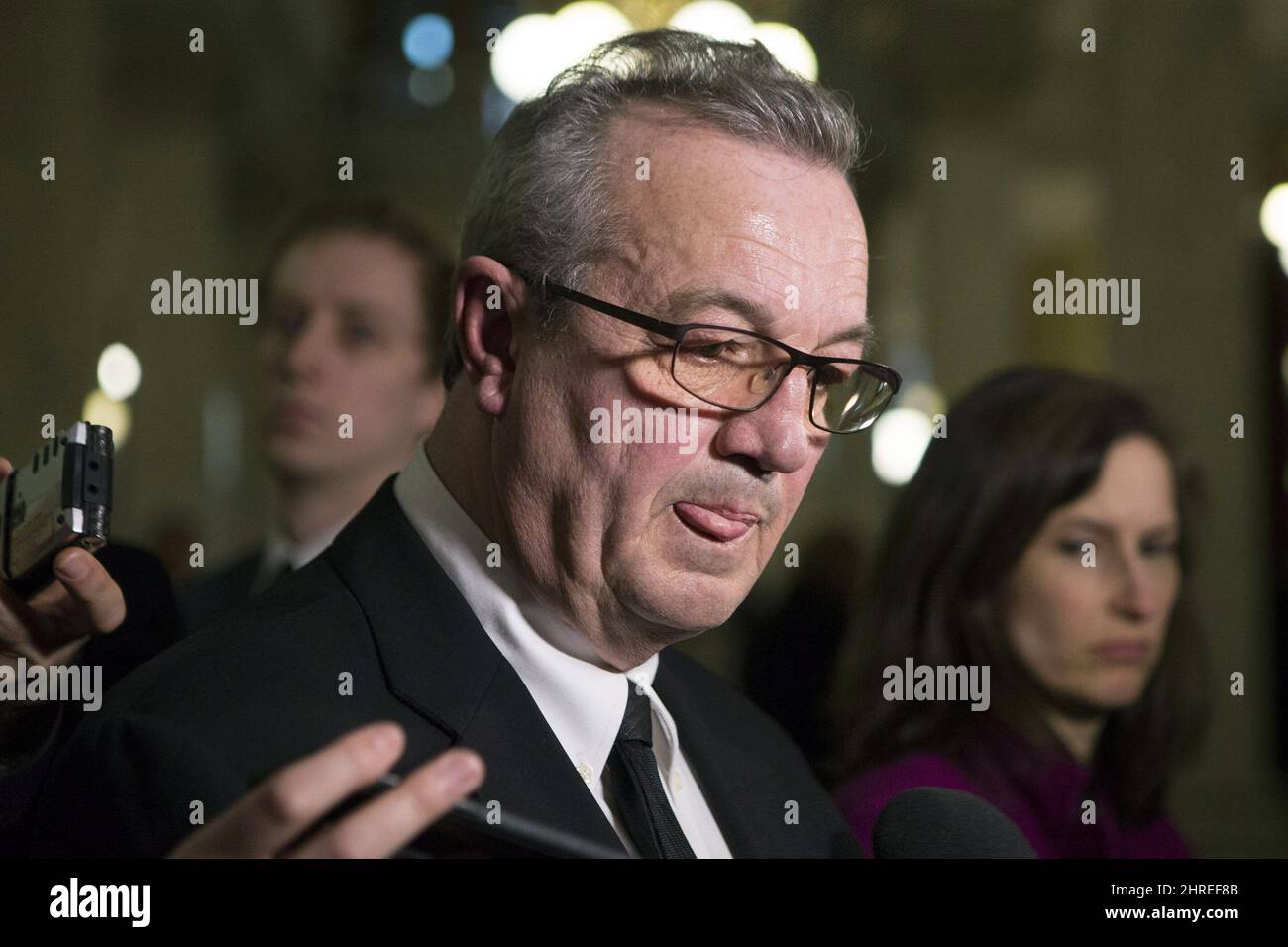 Ontario Conservative MPP Randy Hillier speaks with journalists outside ...
