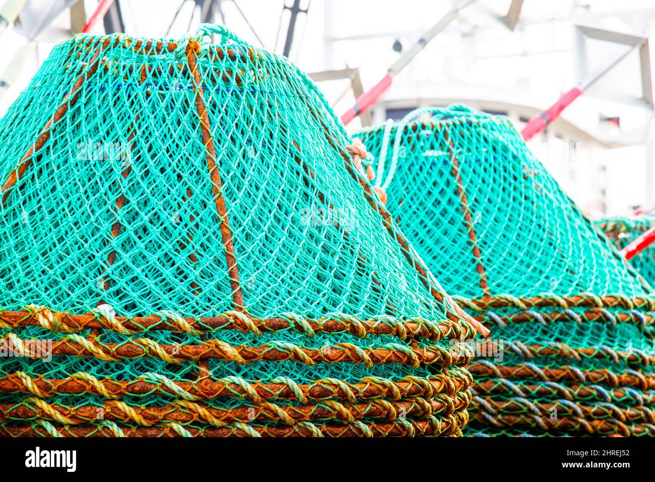 Commercial Fishing Nets on Dock Stock Photo Alamy