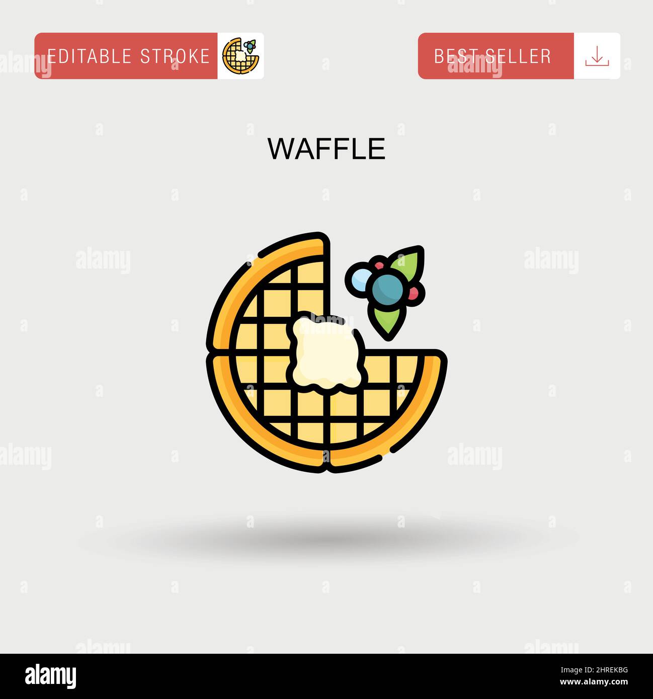 Waffle Simple vector icon. Stock Vector