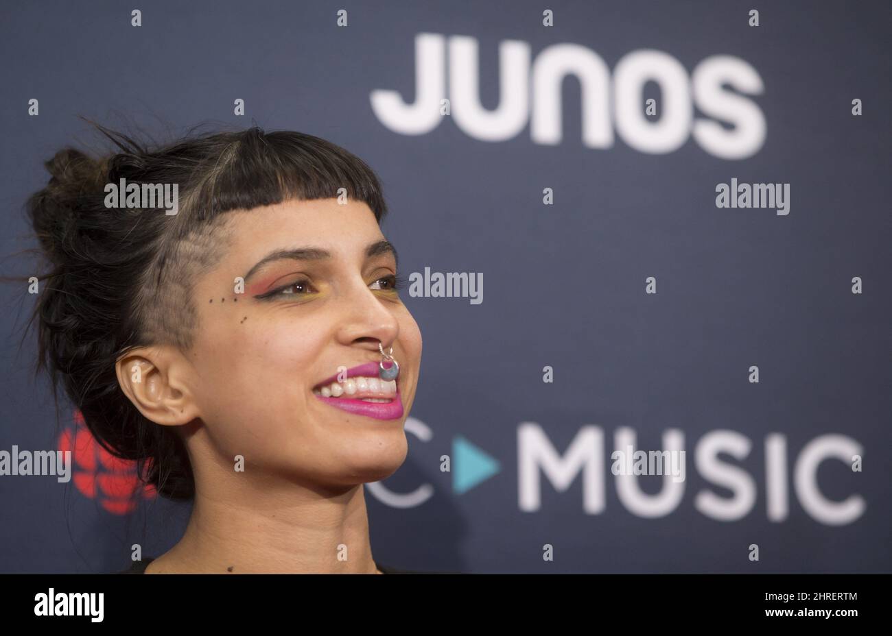 Alysha Brilla arrives on the red carpet at the Juno Awards in Vancouver