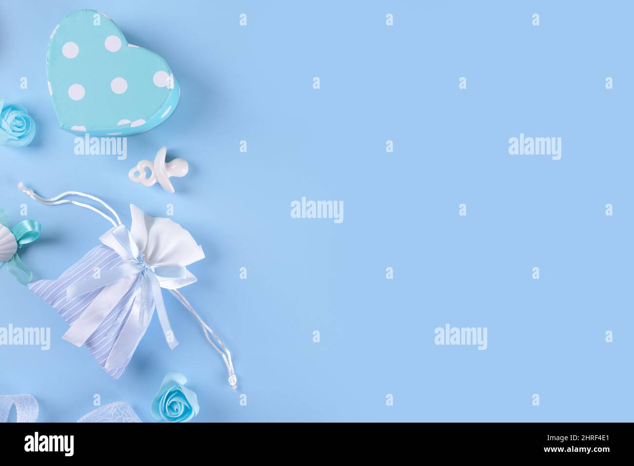 Its A Boy Blue Theme Baby Shower Or Nursery Border Background On Pastel Blue Background Flat Lay Layout With Baby Boy Clothes Ceramic Nipple Or Bab Stock Photo Alamy