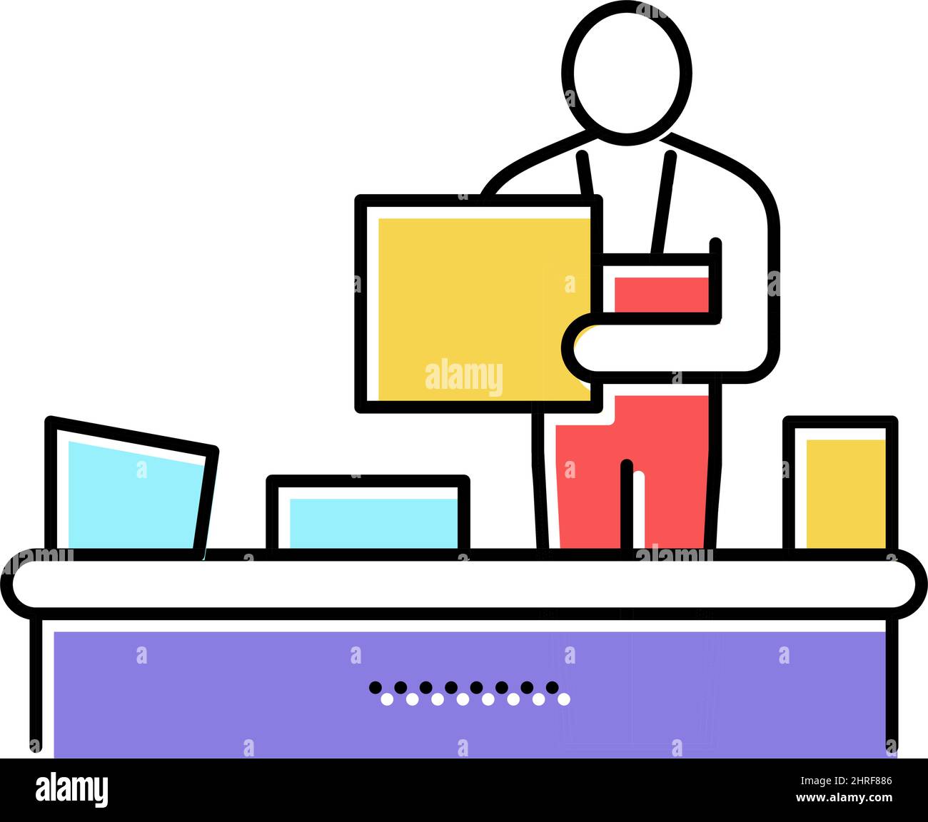 recycling plant worker sorting garbage color icon vector illustration ...
