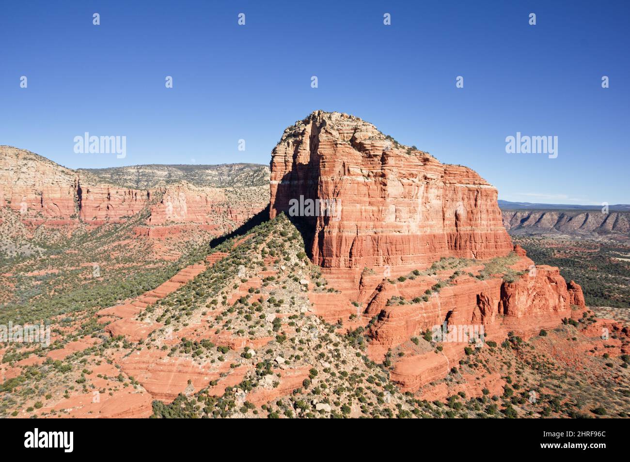 Courthouse Butte near Sedona from the summit of Bell Rock Stock Photo