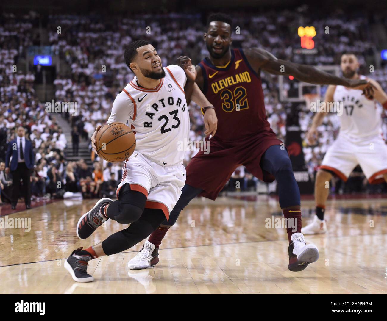 Toronto Raptors guard Fred VanVleet (23) drives pass Cleveland ...