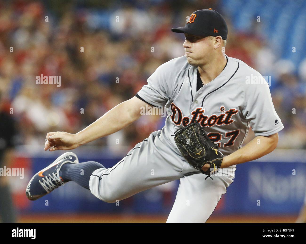 Detroit Tigers pitcher Jordan Zimmermann pitches against the Toronto Blue Jays during the second inning of MLB baseball action in Toronto, Sunday July 1, 2018. THE CANADIAN PRESS/Mark Blinch Stock Photo