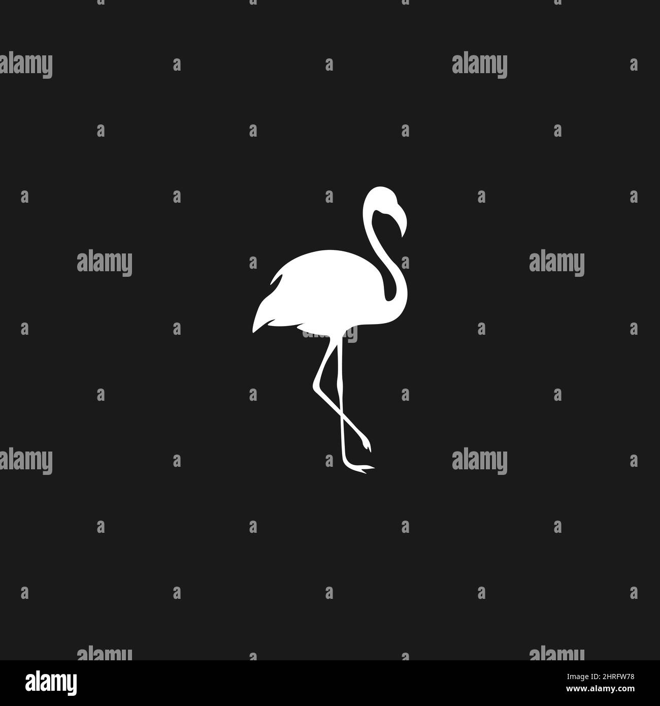 Retrowave aesthetics, flamingo silhouette. Synthwave black and white flamingos, 1980s style. Design element for retrowave style projects. Vector Stock Vector